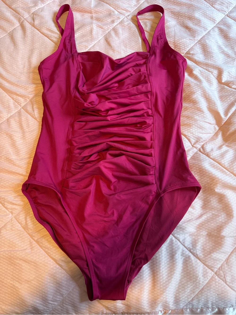 Calvin Klein Fuchsia Ruched One-Piece Swimsuit - Picture 1 of 5